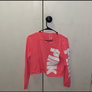 Long sleeve cropped Victoria Secret pink shirt